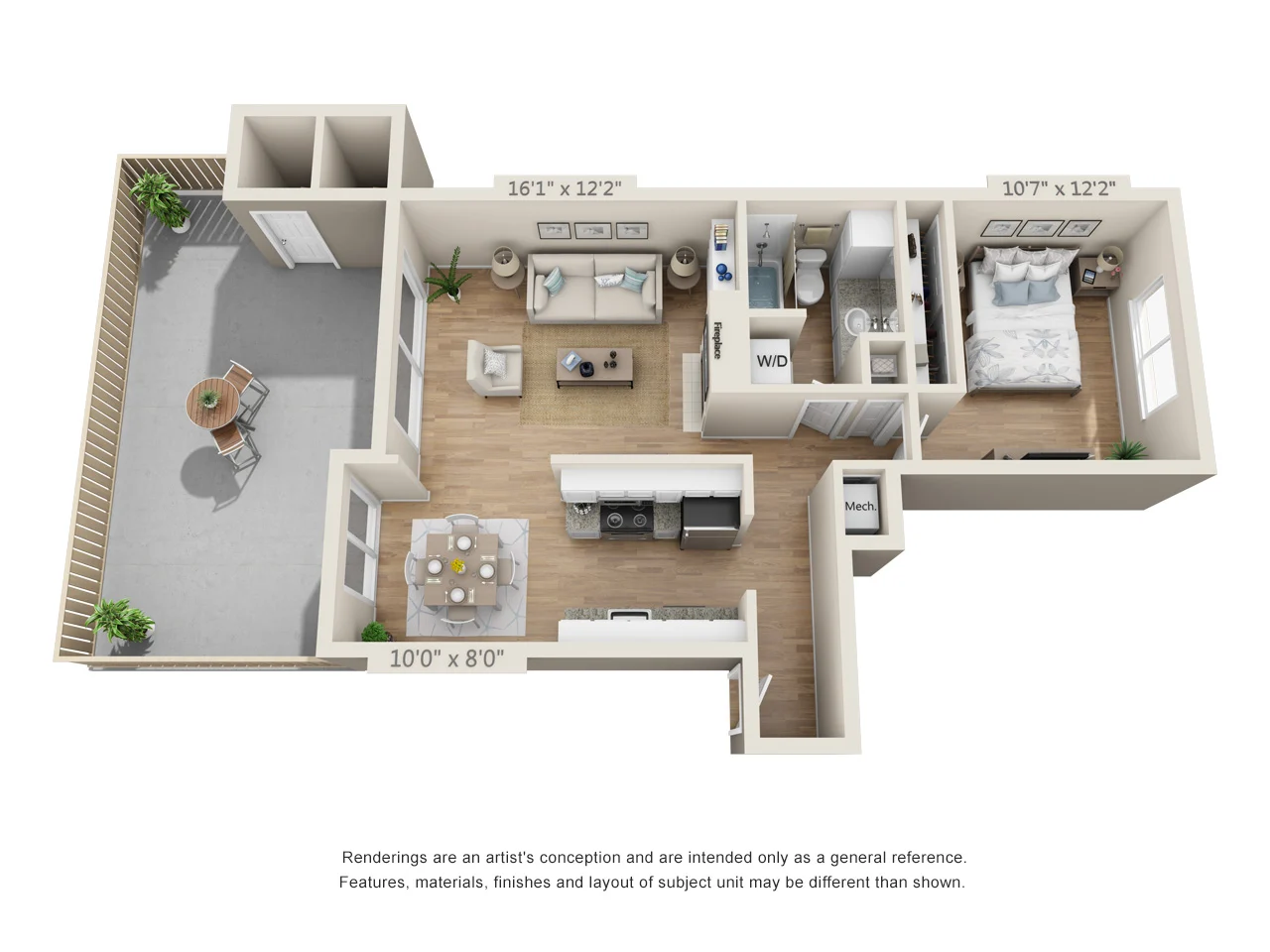 One Bedroom B 1505 1505 floor plan