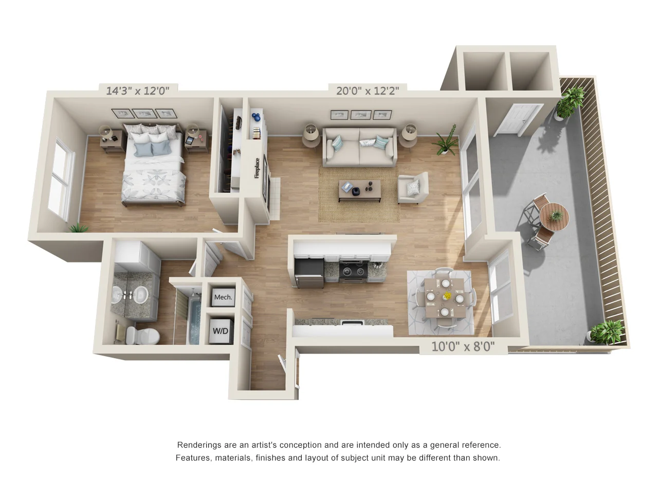 One Bedroom C 1903 1903 floor plan