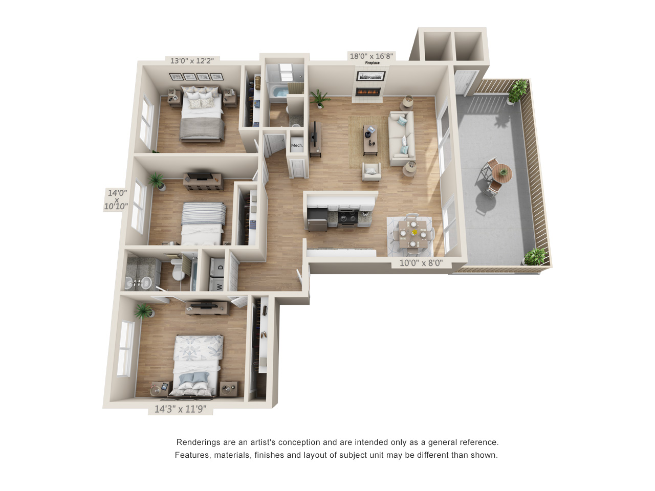 Three Bedroom F 4301 4301 floor plan