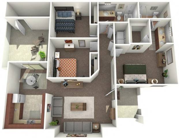 Three Bedroom 202 202 floor plan