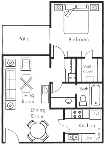1x1 With Patio 0392 0392 floor plan
