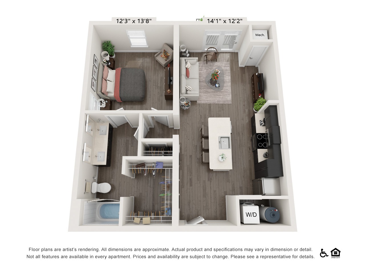 1 Bedroom 626 D104 D104 floor plan