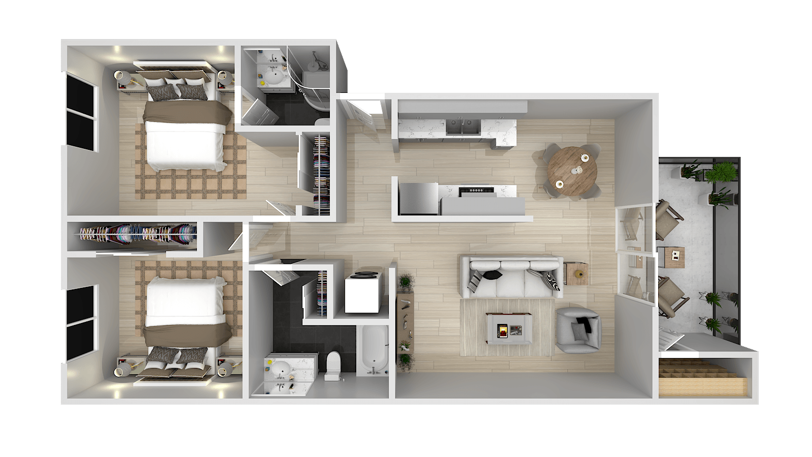 Two Bedroom One Baths 27-G 27-G floor plan