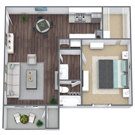 A3: 1 Bed 1 Bath E127 E127 floor plan