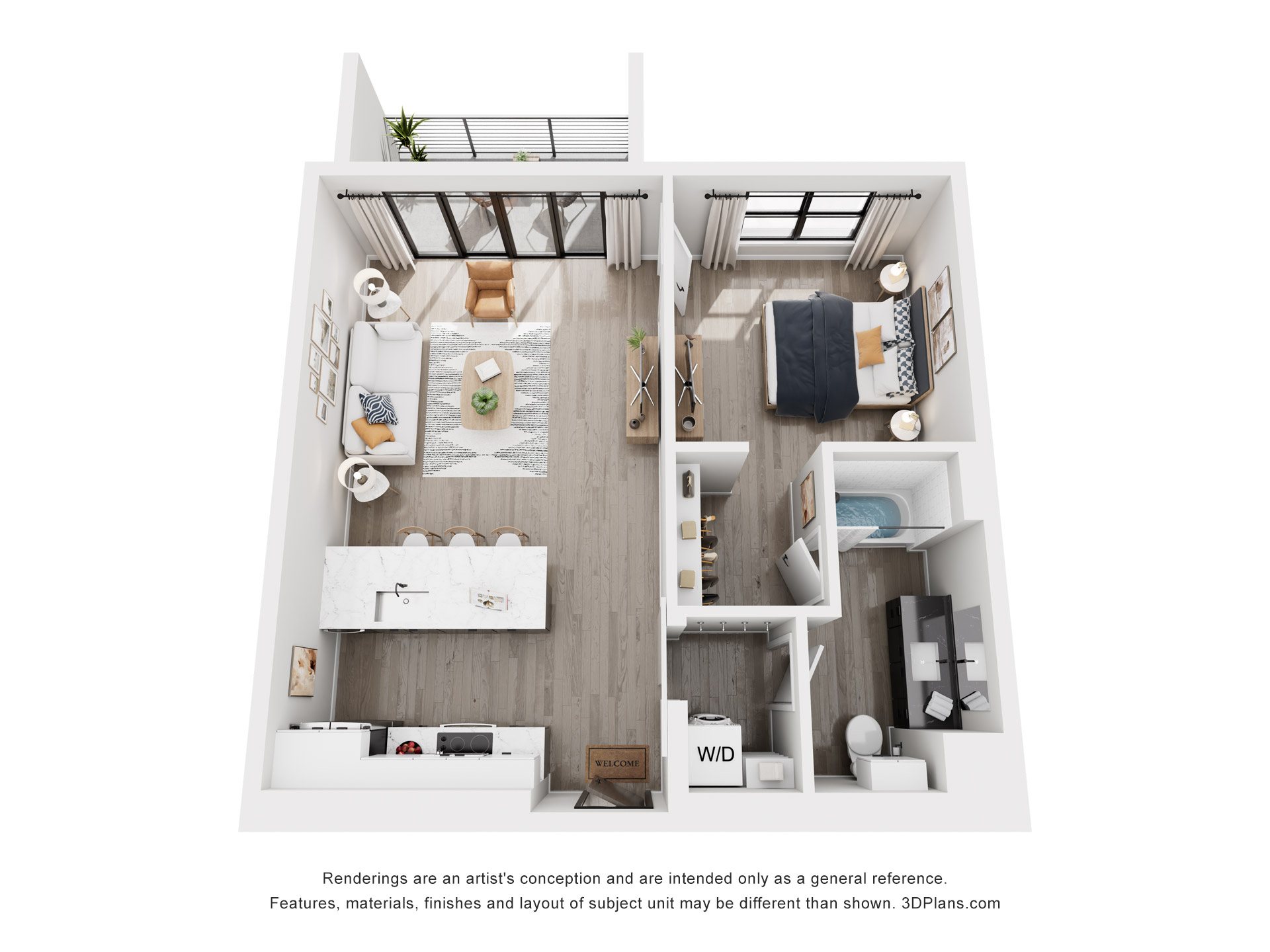 1 Bedroom 680 1101 1101 floor plan