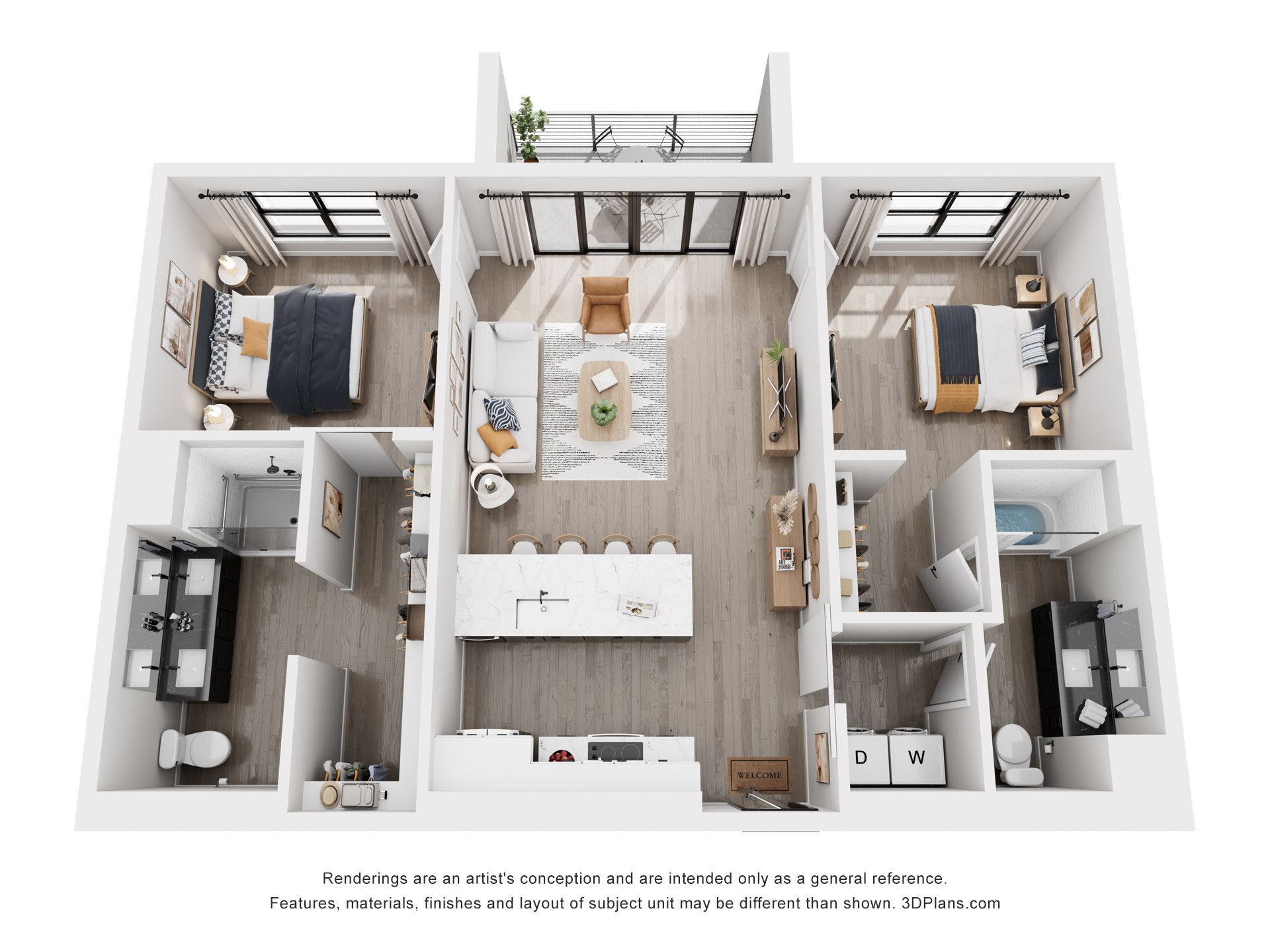 2 Bedroom 991 1206 1206 floor plan