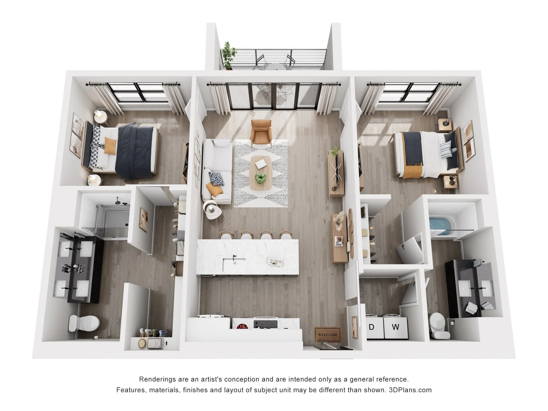 2 Bedroom 991 2206 2206 floor plan