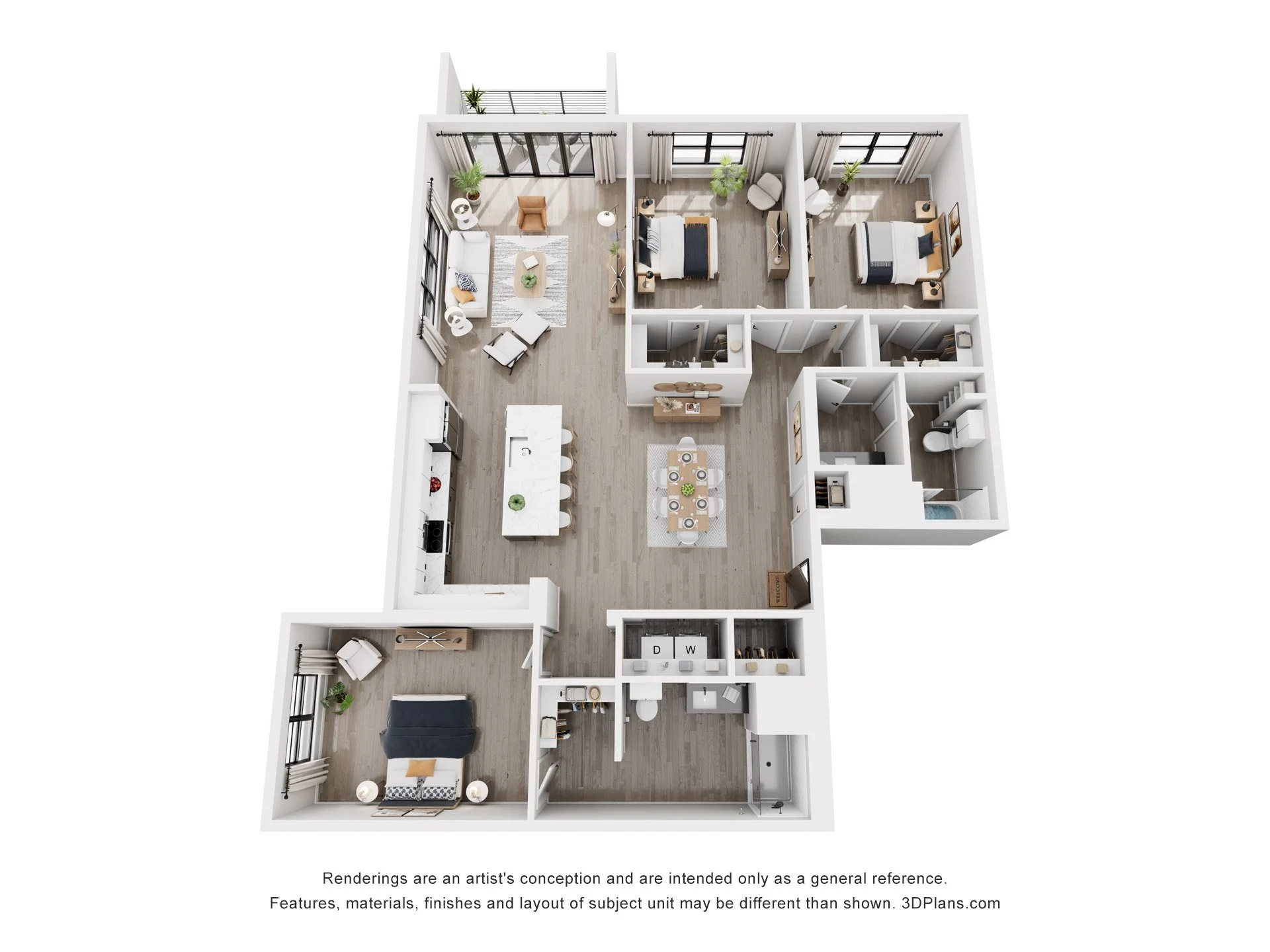 3 Bedroom 1723 1307 1307 floor plan