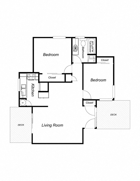 2-Bedroom, 1-Bathroom 523C 523C floor plan