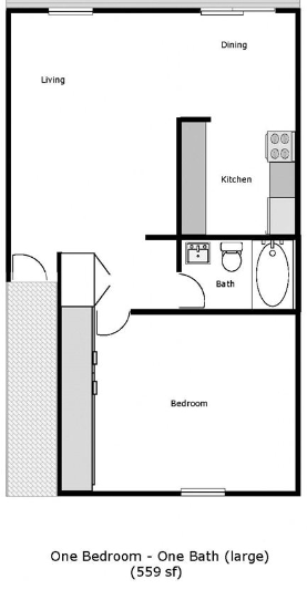 1 Bed 1 Bath (Large) 16 16 floor plan