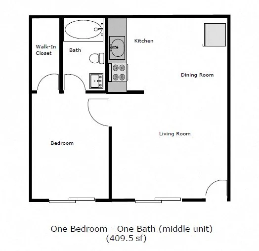 1 Bed 1 Bath D D floor plan