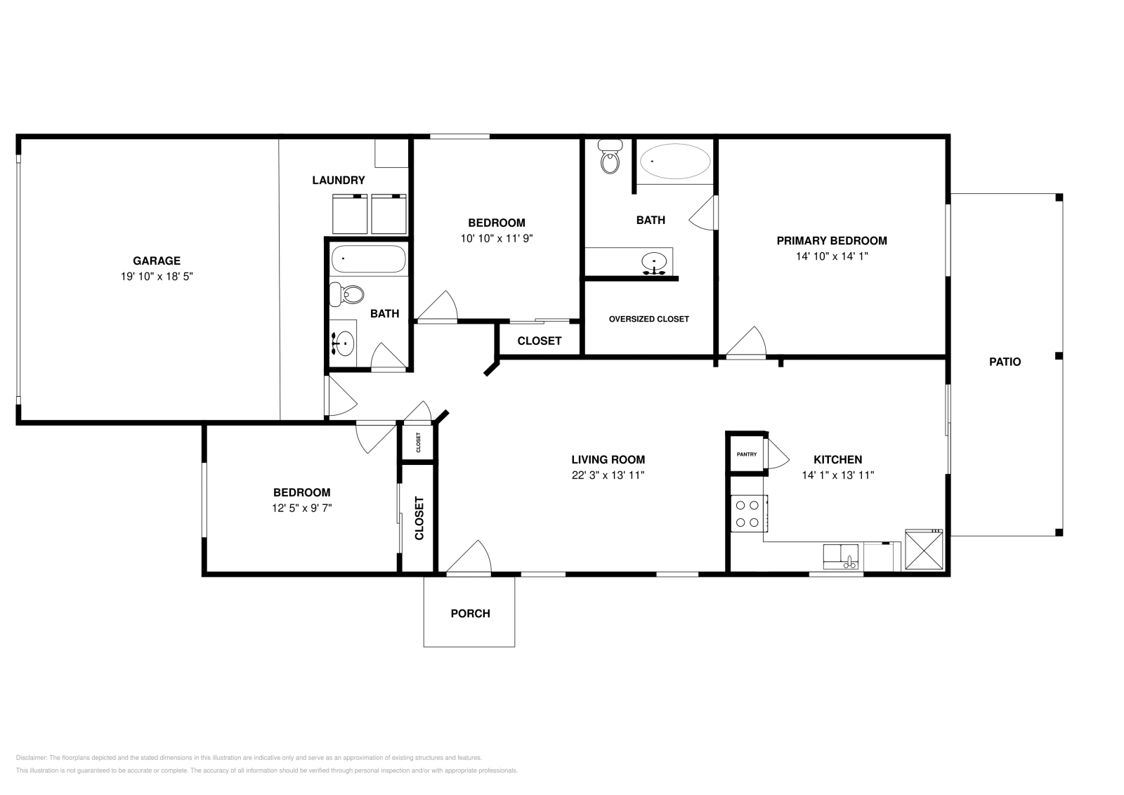 3 bd · 2 ba · 1,280 sqft floor plan
