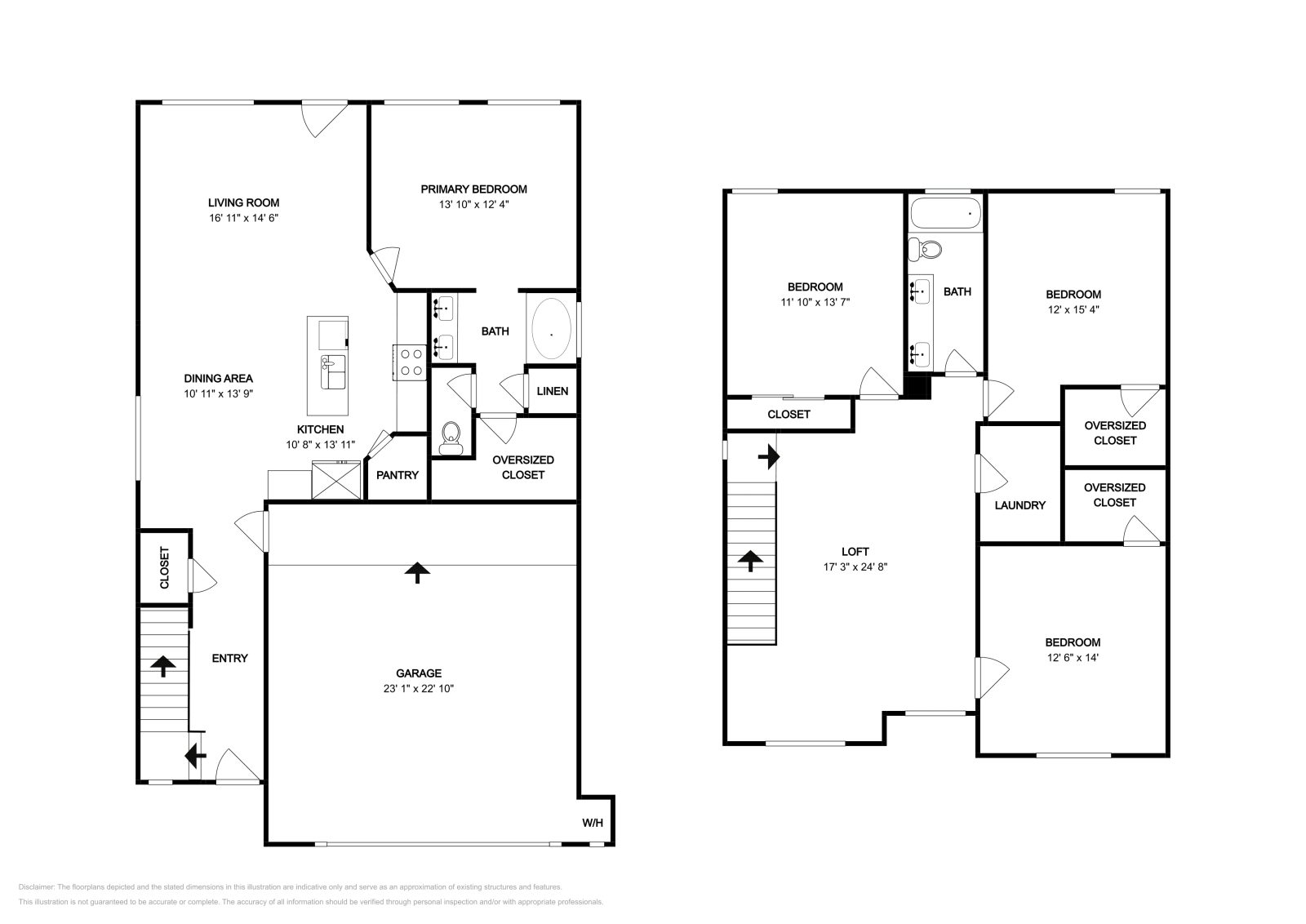4 Beds • 2 Baths floor plan