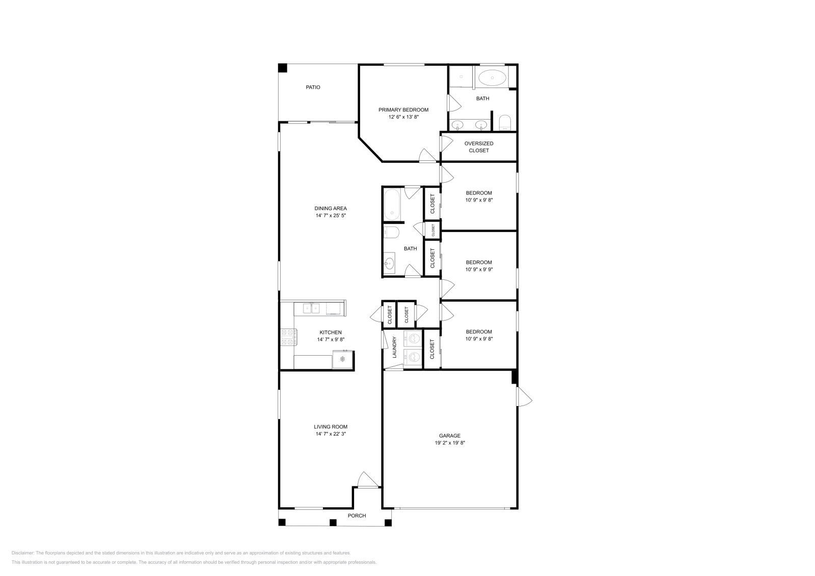 4 Beds • 2 Baths floor plan