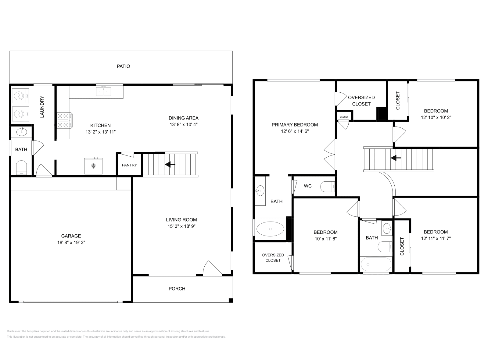 4 Beds • 2 Baths floor plan