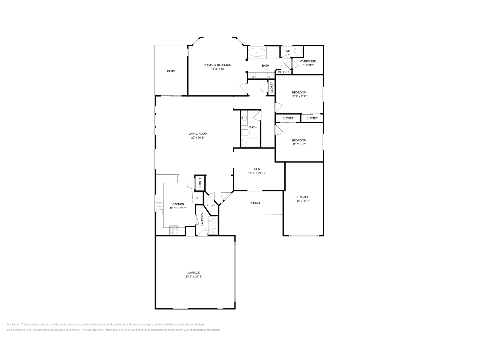 3 Beds • 2 Baths floor plan