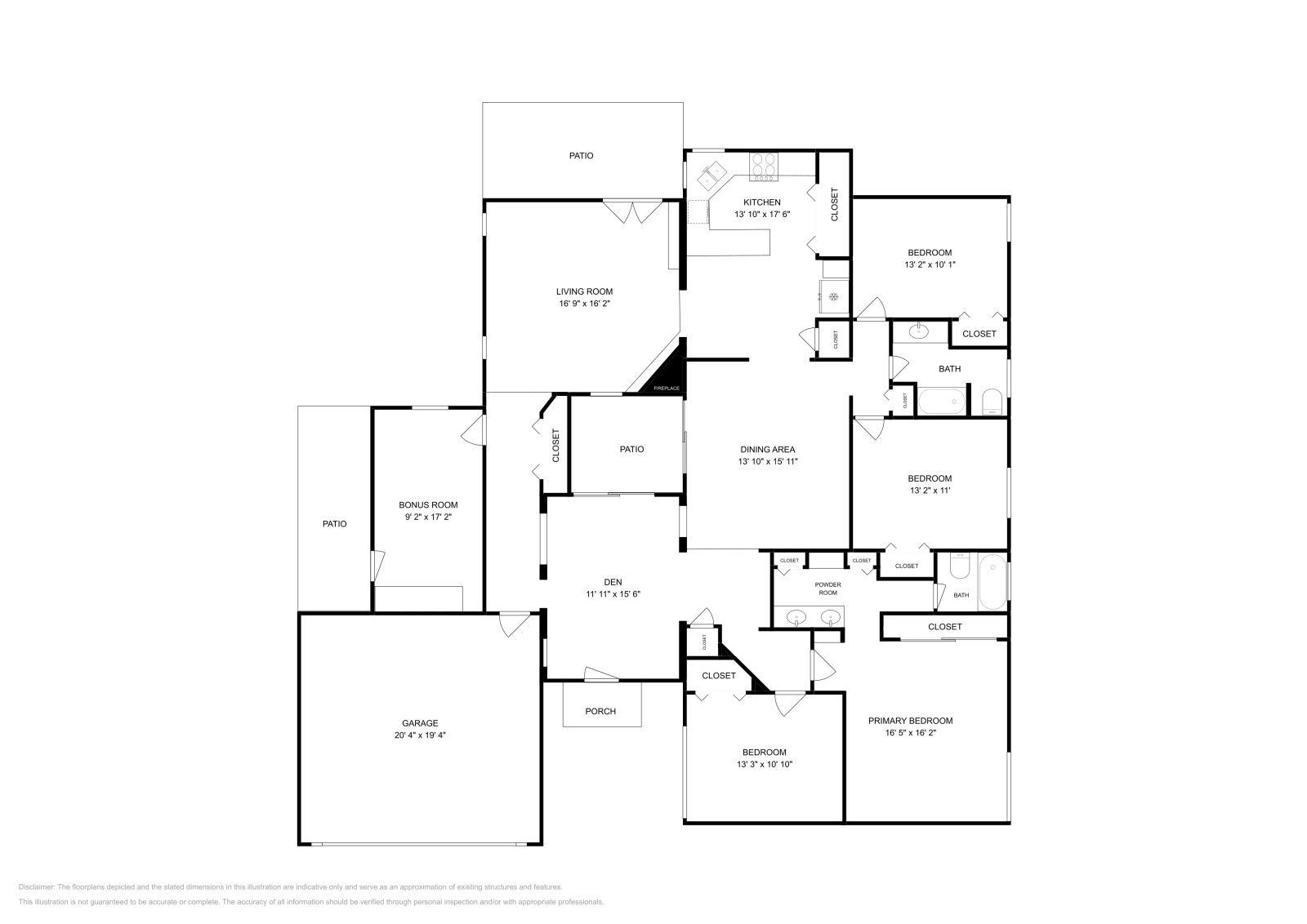 4 Beds • 2 Baths floor plan