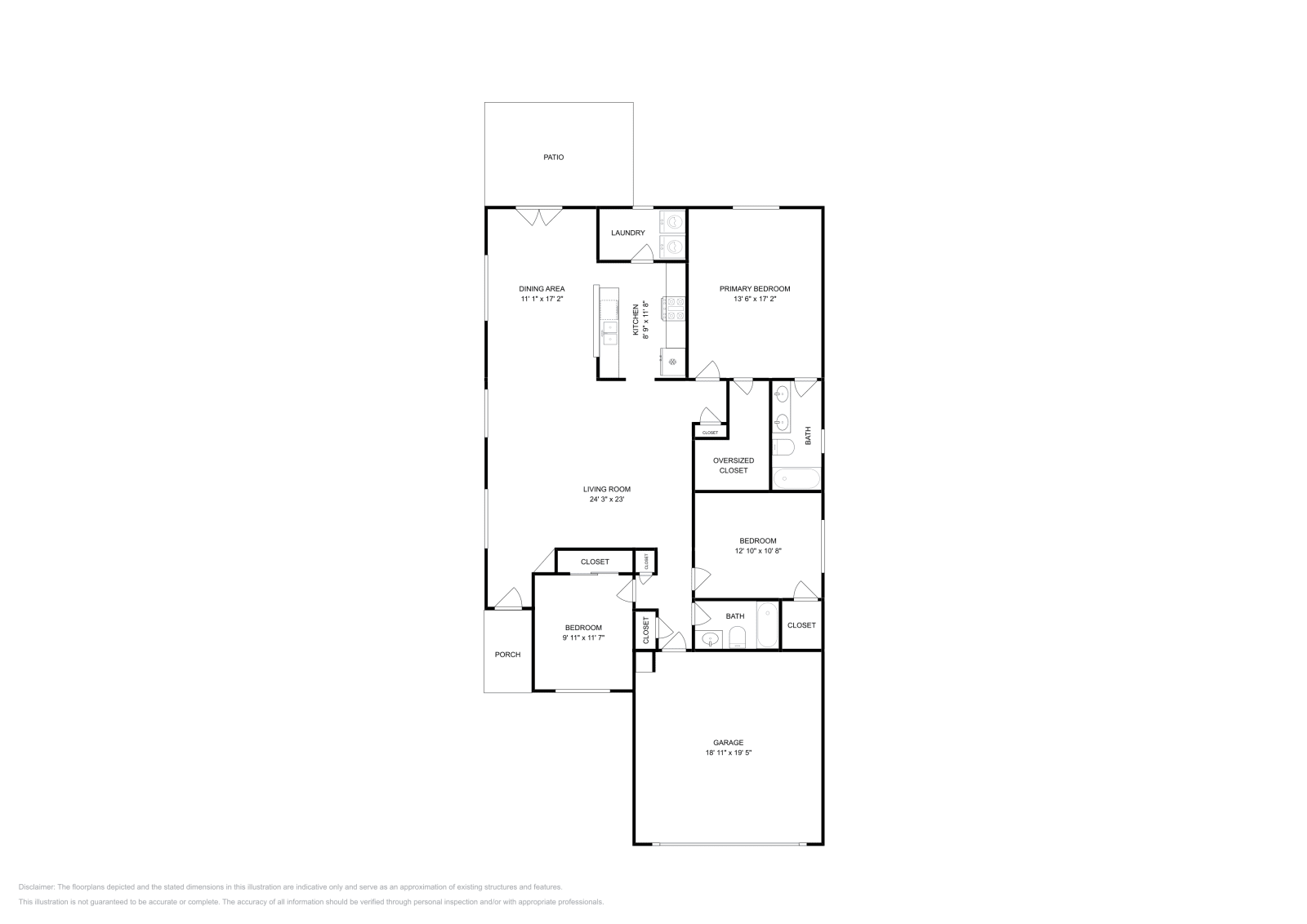 3 Beds • 2 Baths floor plan
