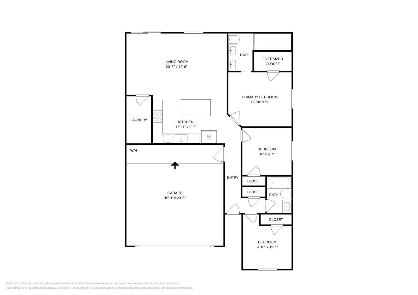 3 Beds • 2 Baths floor plan
