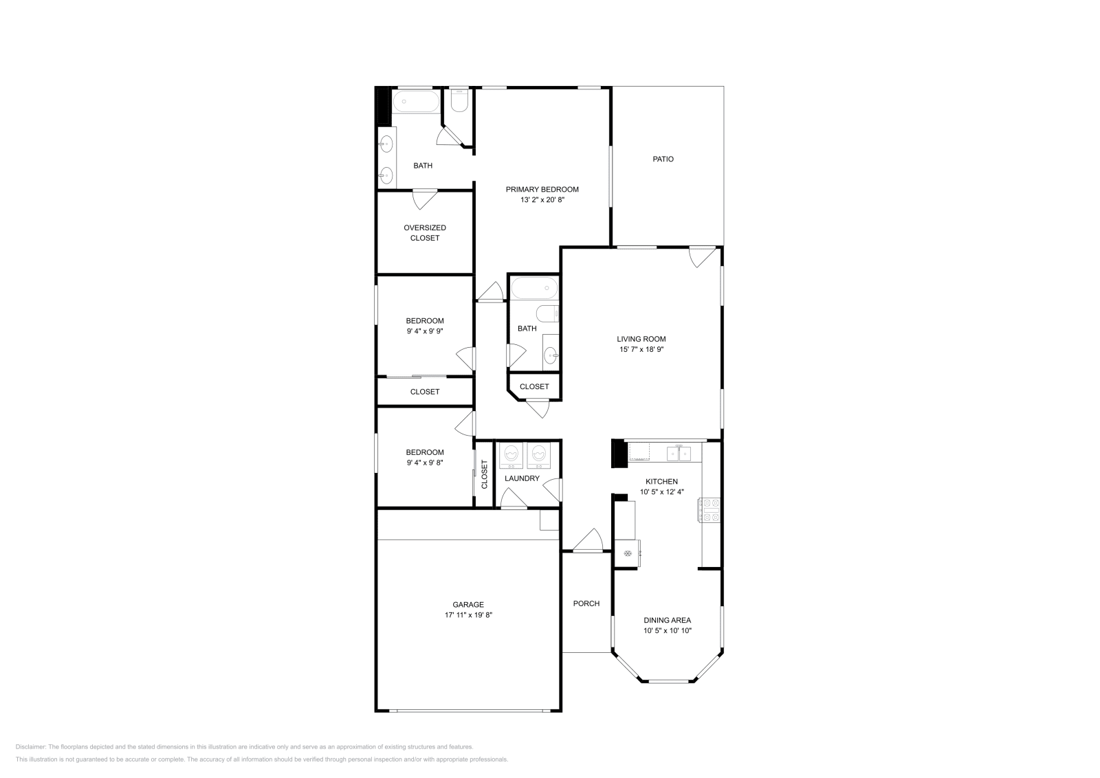 3 Beds • 2 Baths floor plan