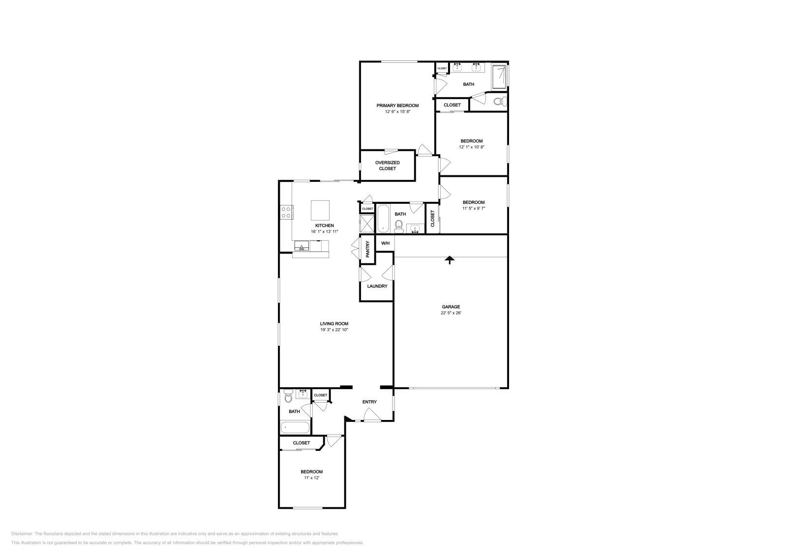 4 Beds • 3 Baths floor plan