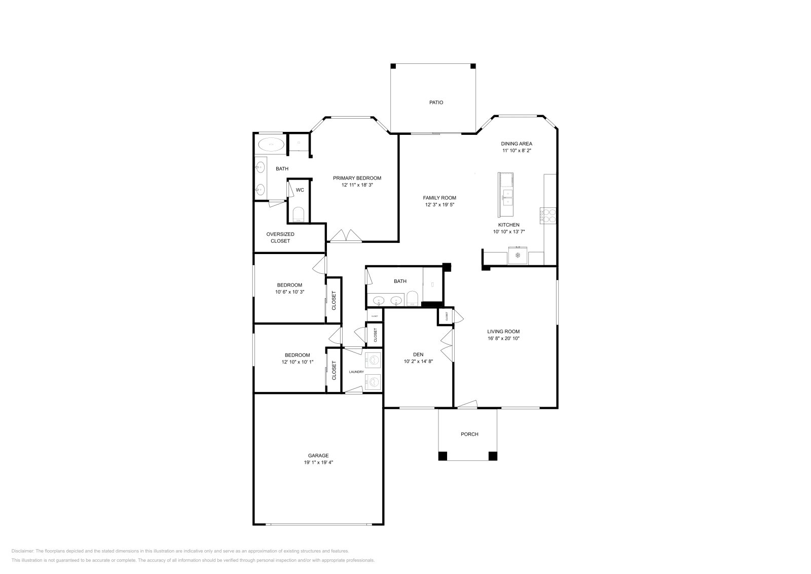 3 Beds • 2 Baths floor plan
