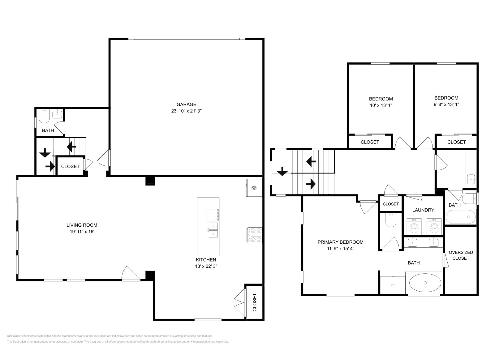 3 Beds • 3 Baths floor plan