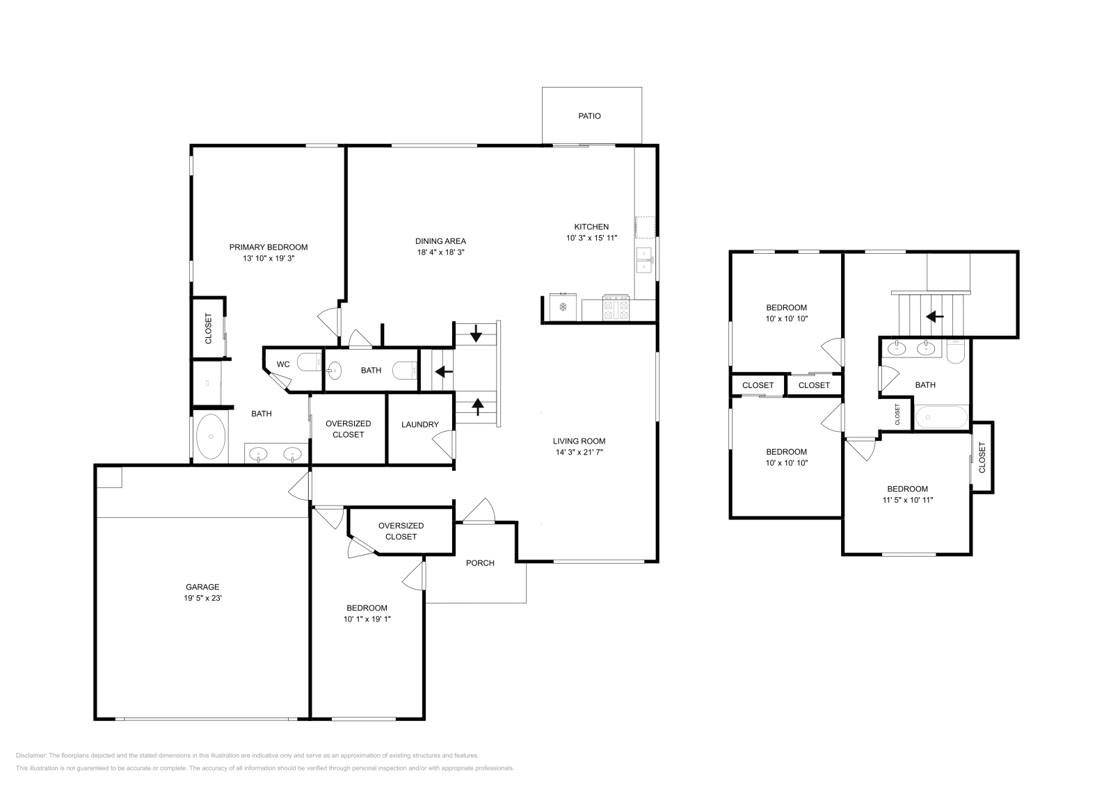 5 Beds • 2 Baths floor plan