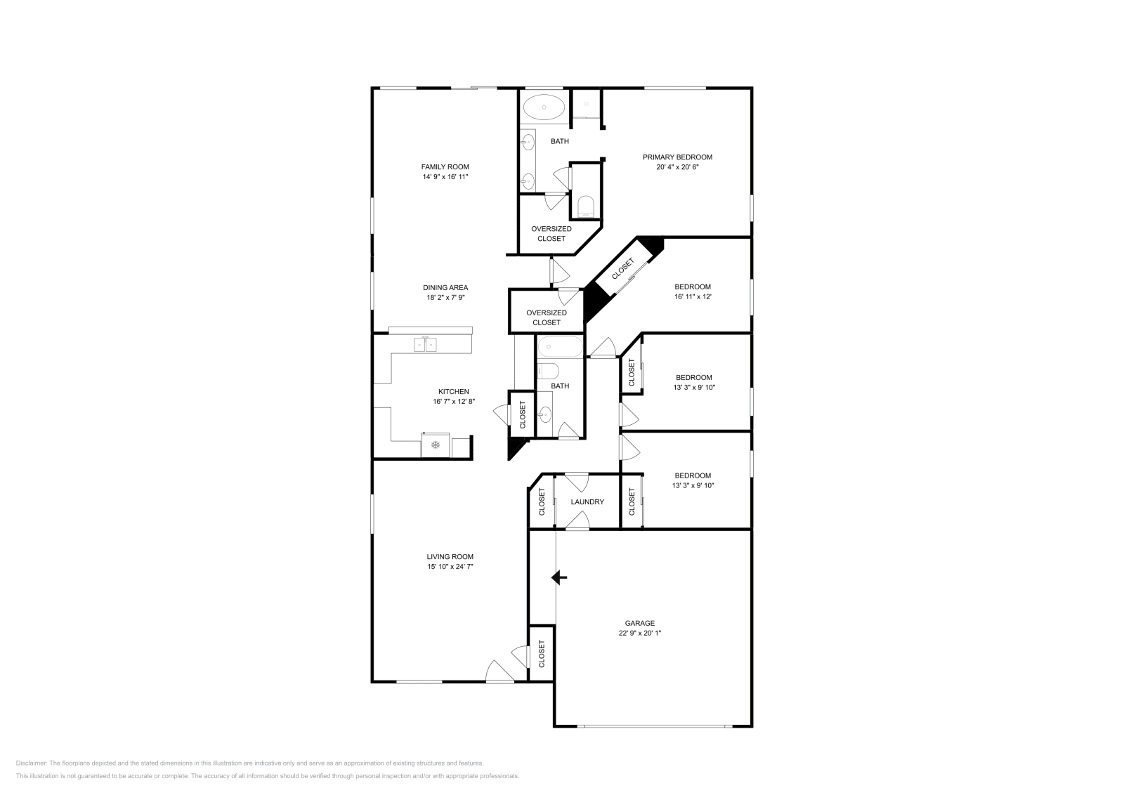 4 Beds • 2 Baths floor plan