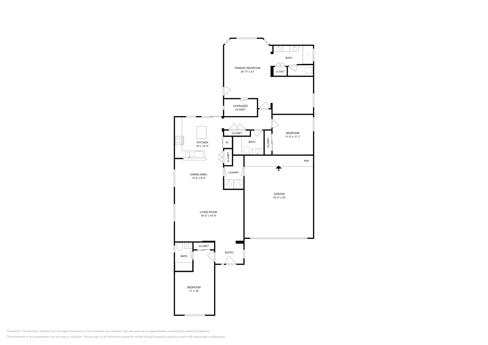 3 Beds • 3 Baths floor plan
