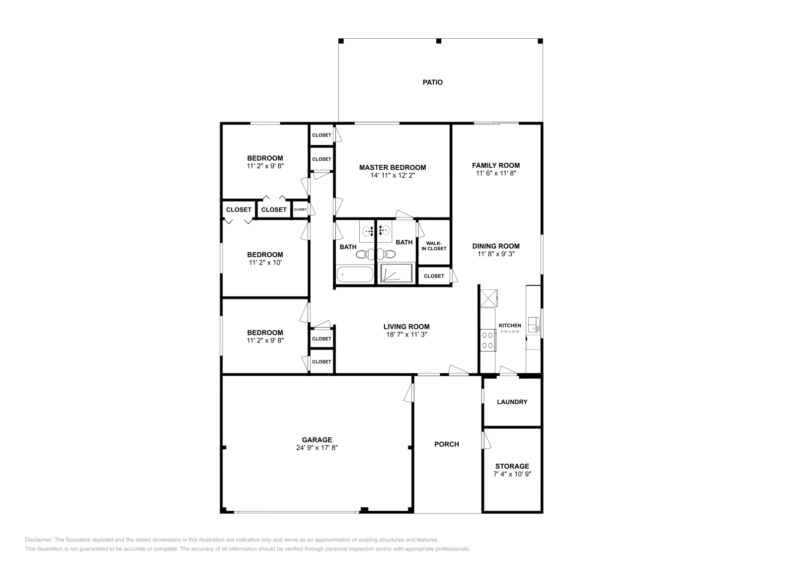 4 Beds • 2 Baths floor plan