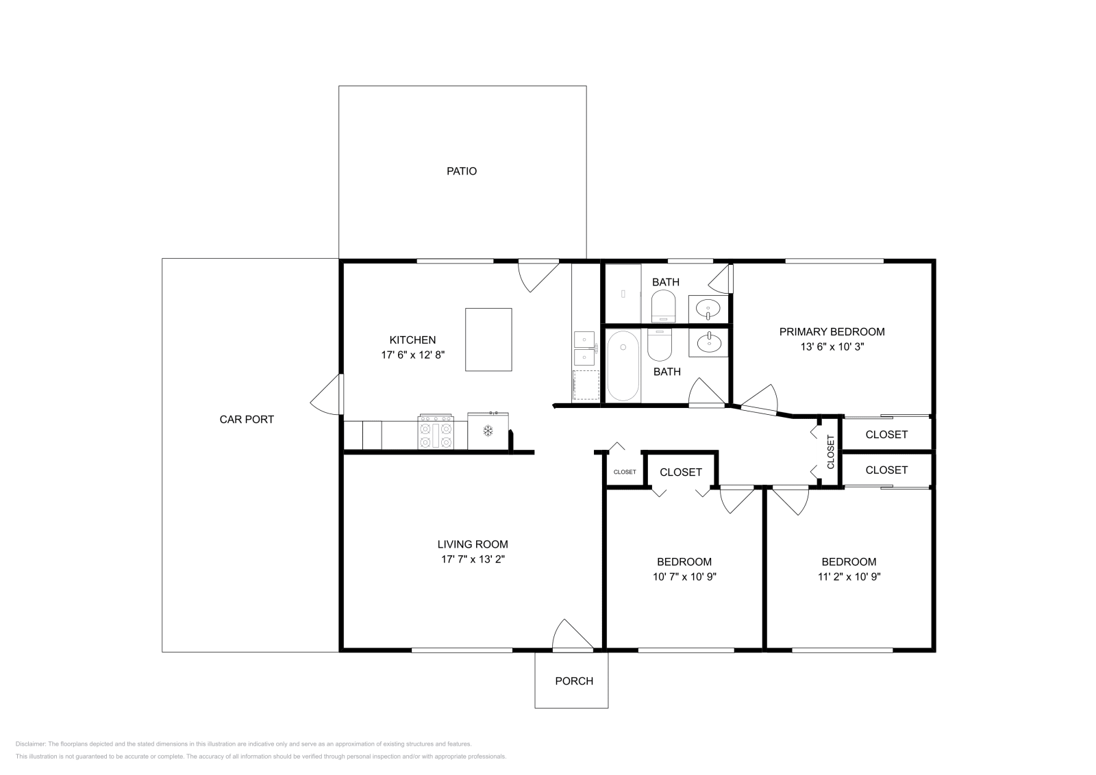 3 Beds • 2 Baths floor plan