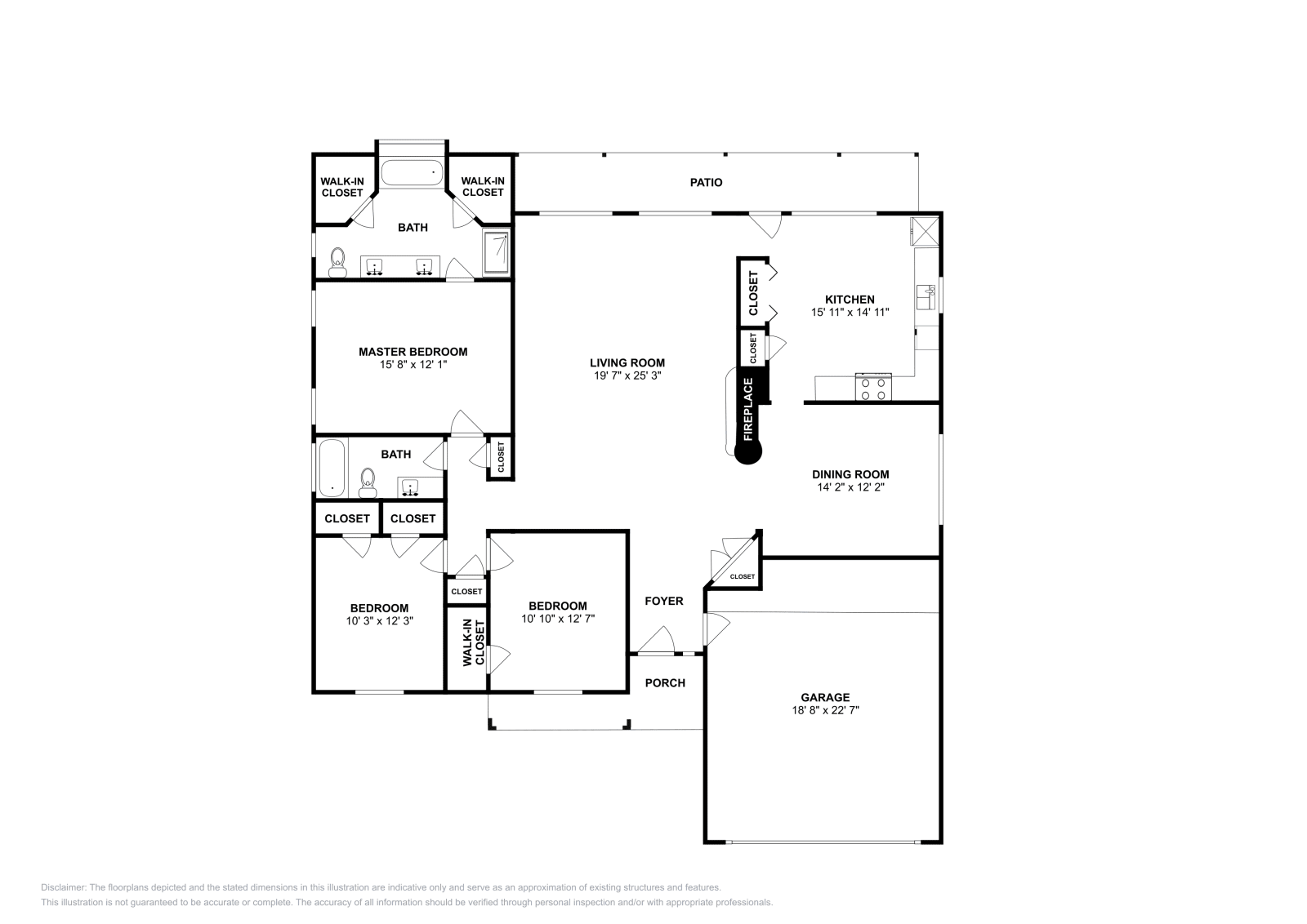3 Beds • 2 Baths floor plan