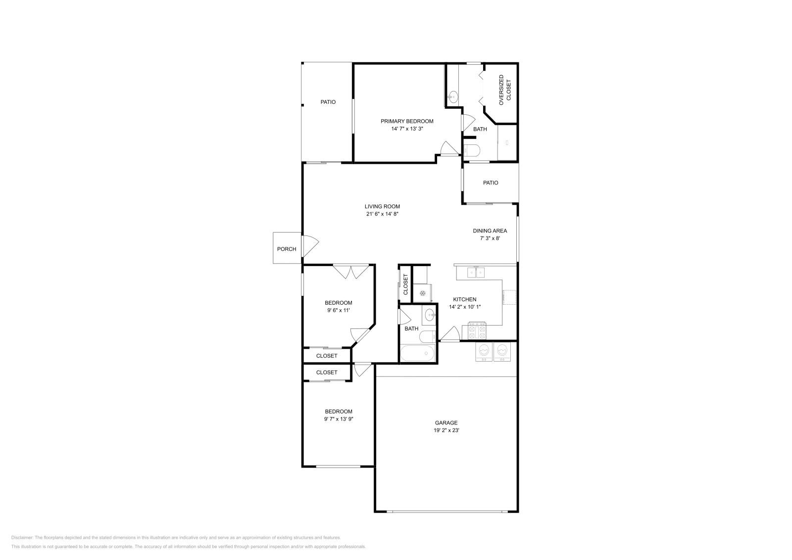 3 Beds • 2 Baths floor plan