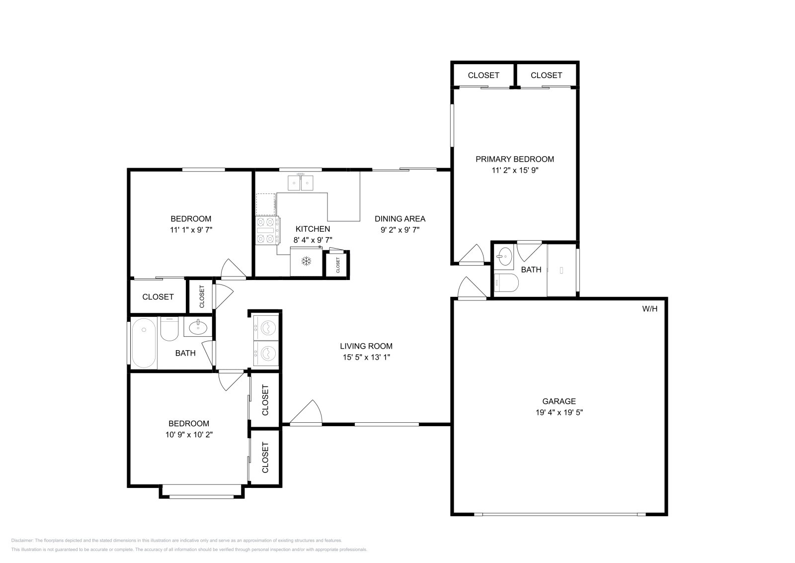 3 Beds • 2 Baths floor plan