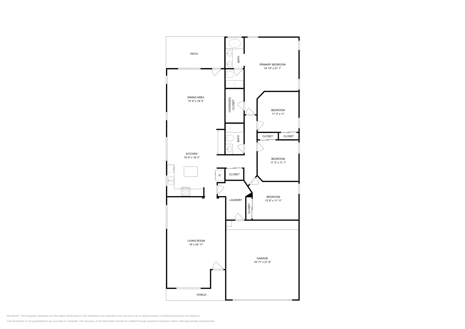 4 Beds • 2 Baths floor plan