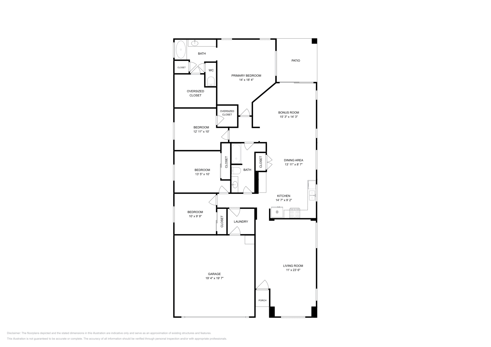 4 Beds • 2 Baths floor plan