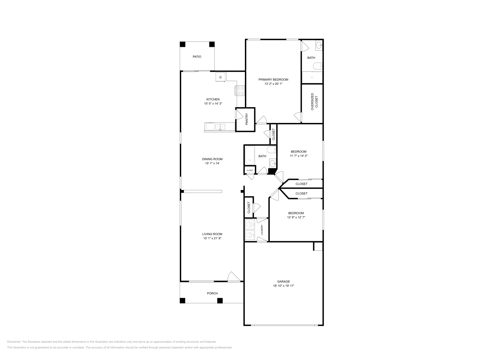 3 Beds • 2 Baths floor plan