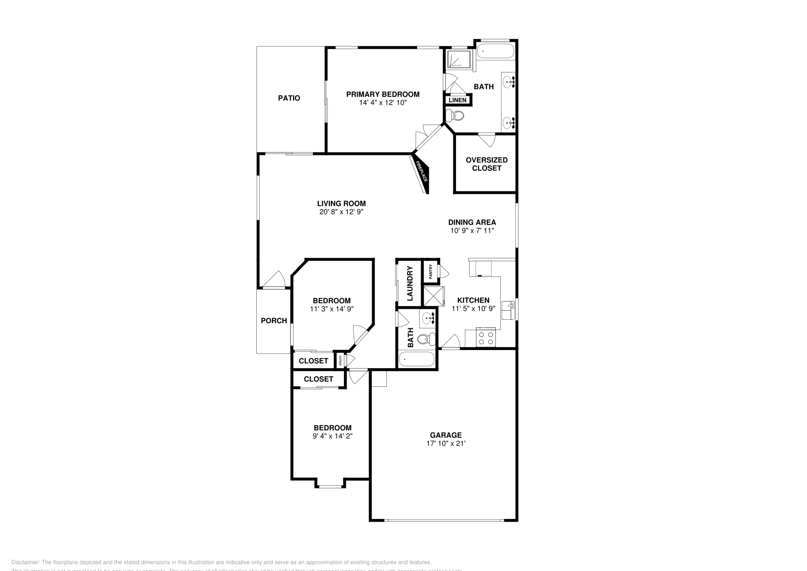 3 Beds • 2 Baths floor plan