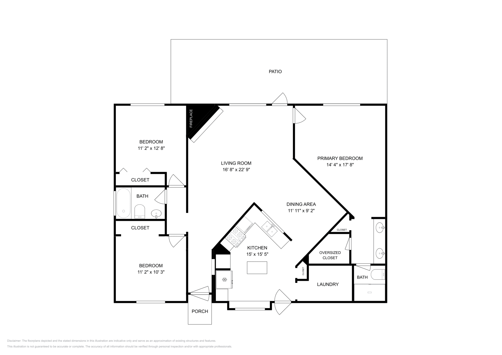 3 Beds • 2 Baths floor plan