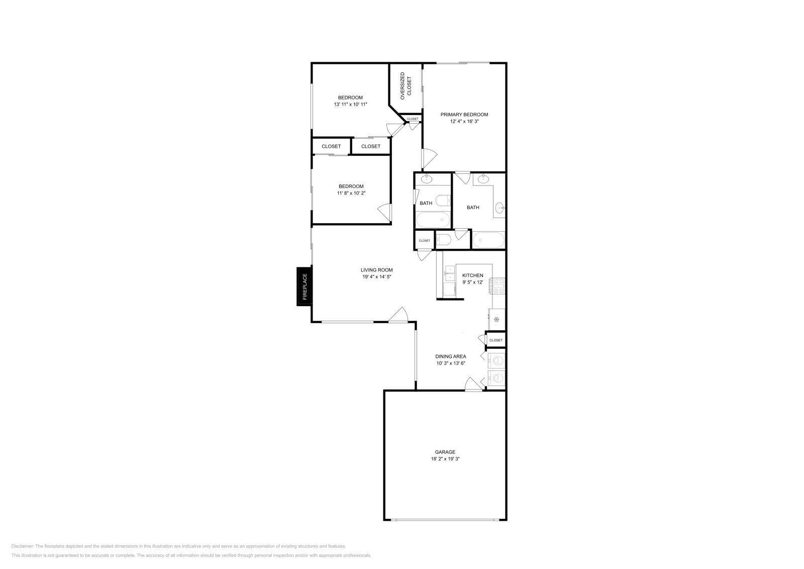 3 Beds • 2 Baths floor plan