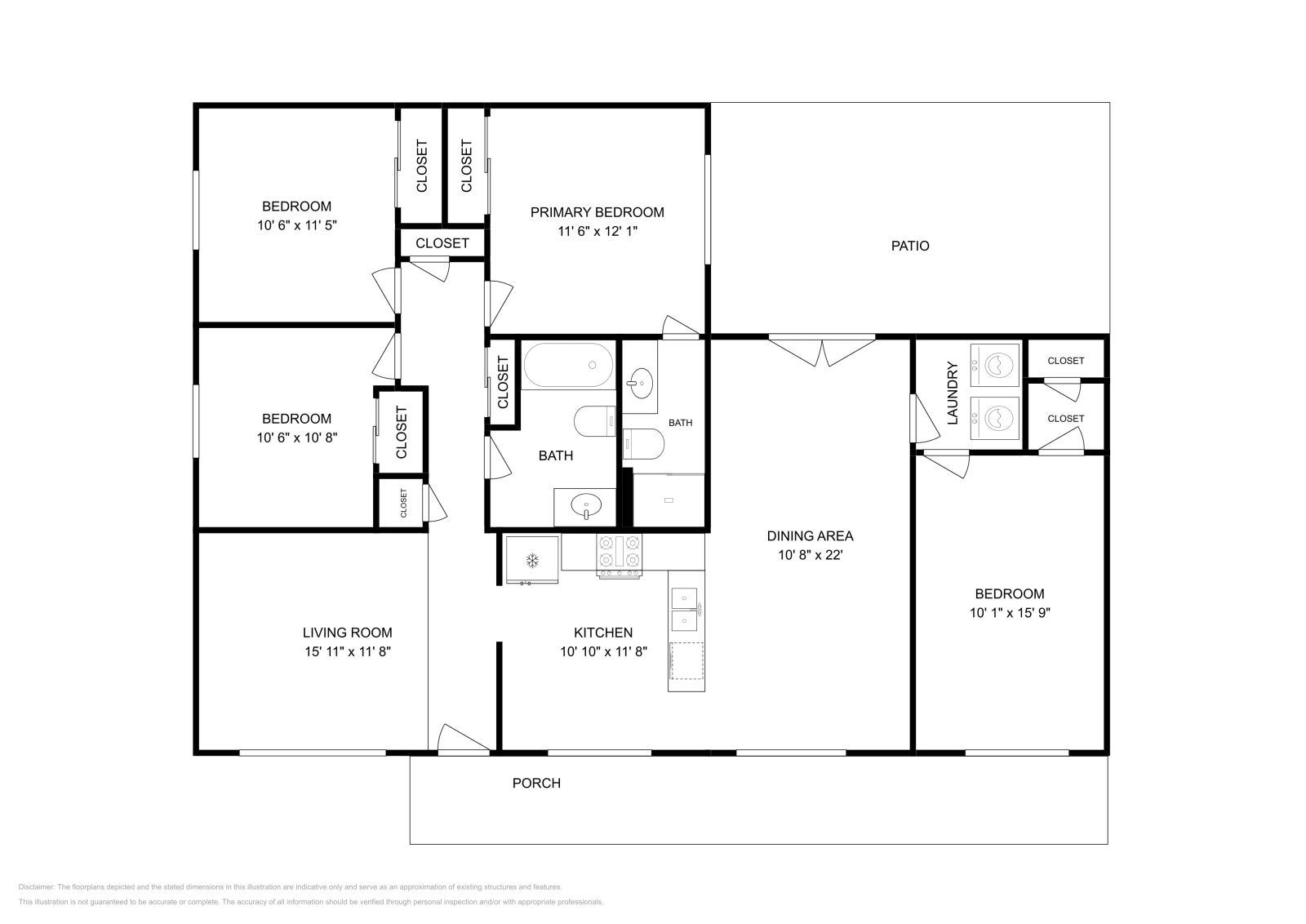 3 Beds • 2 Baths floor plan