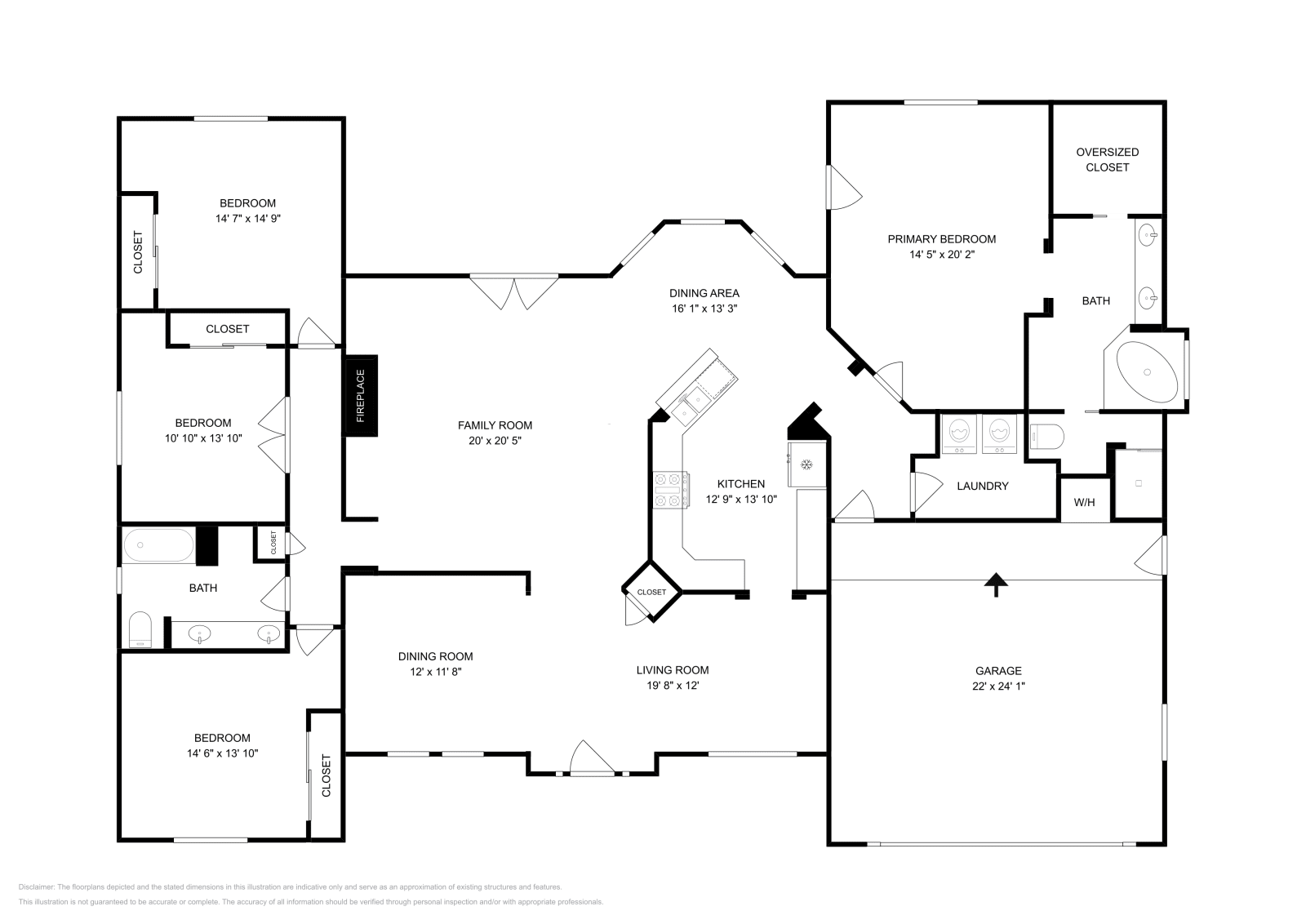 4 Beds • 2 Baths floor plan