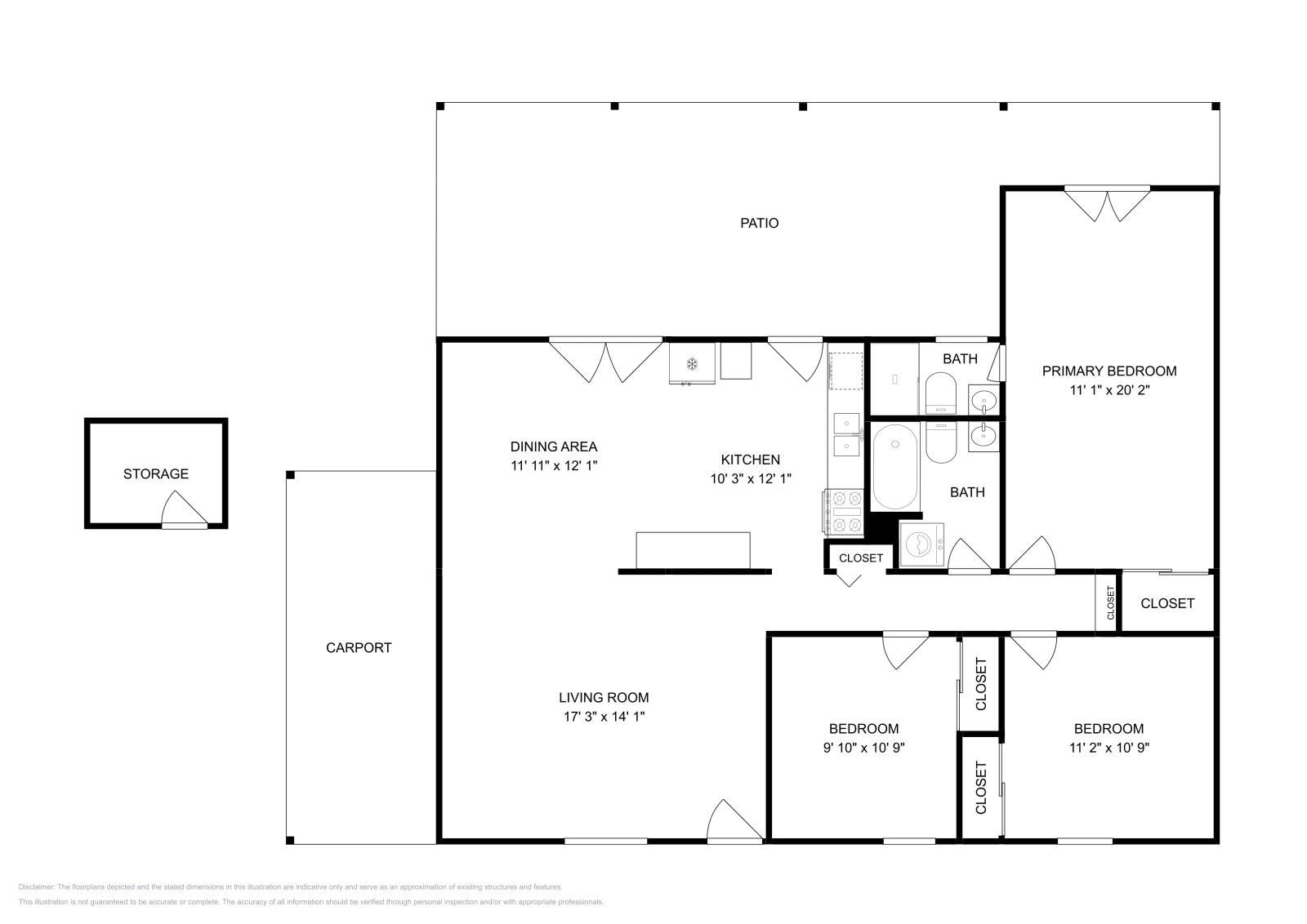 3 Beds • 2 Baths floor plan