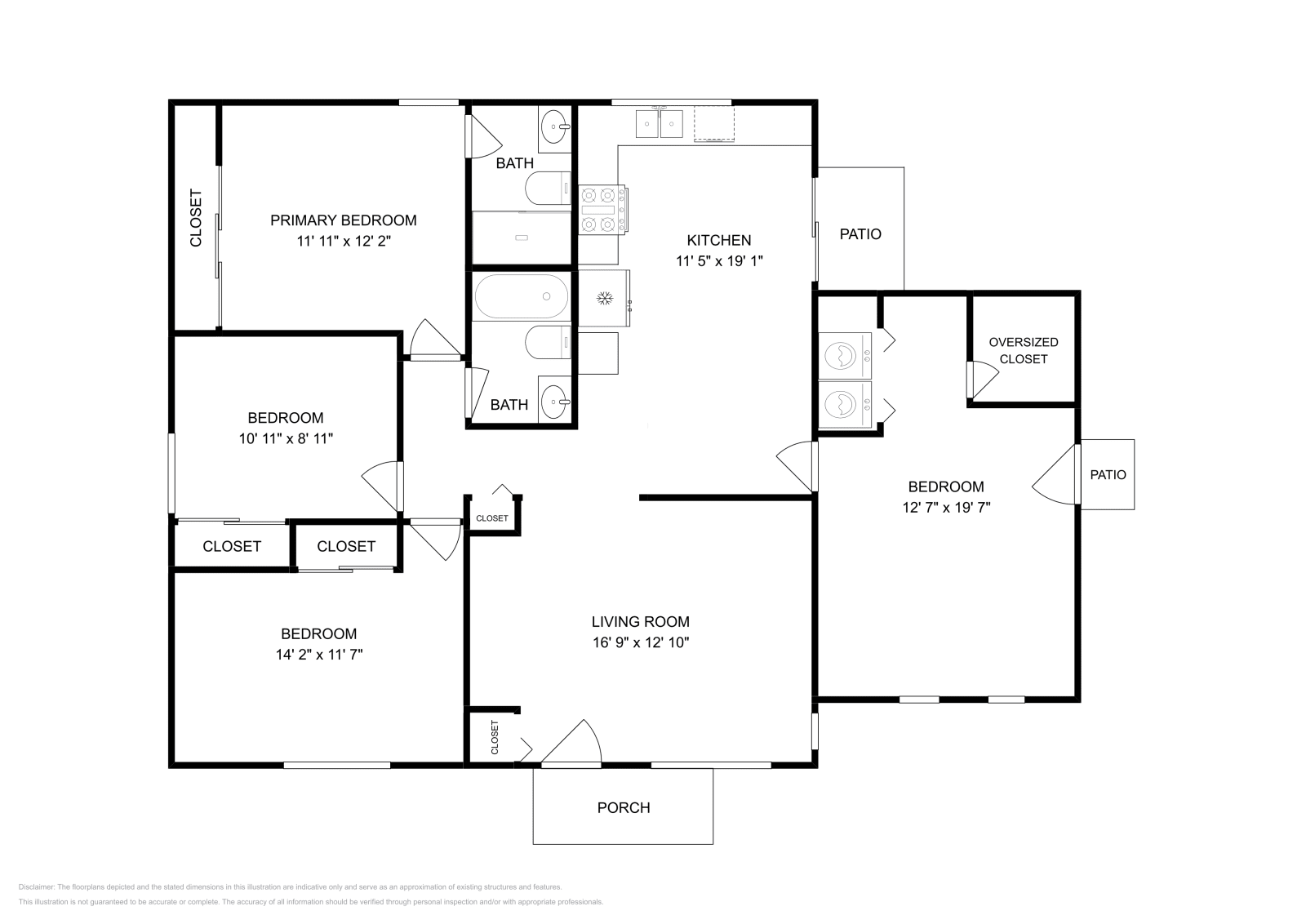 3 Beds • 2 Baths floor plan