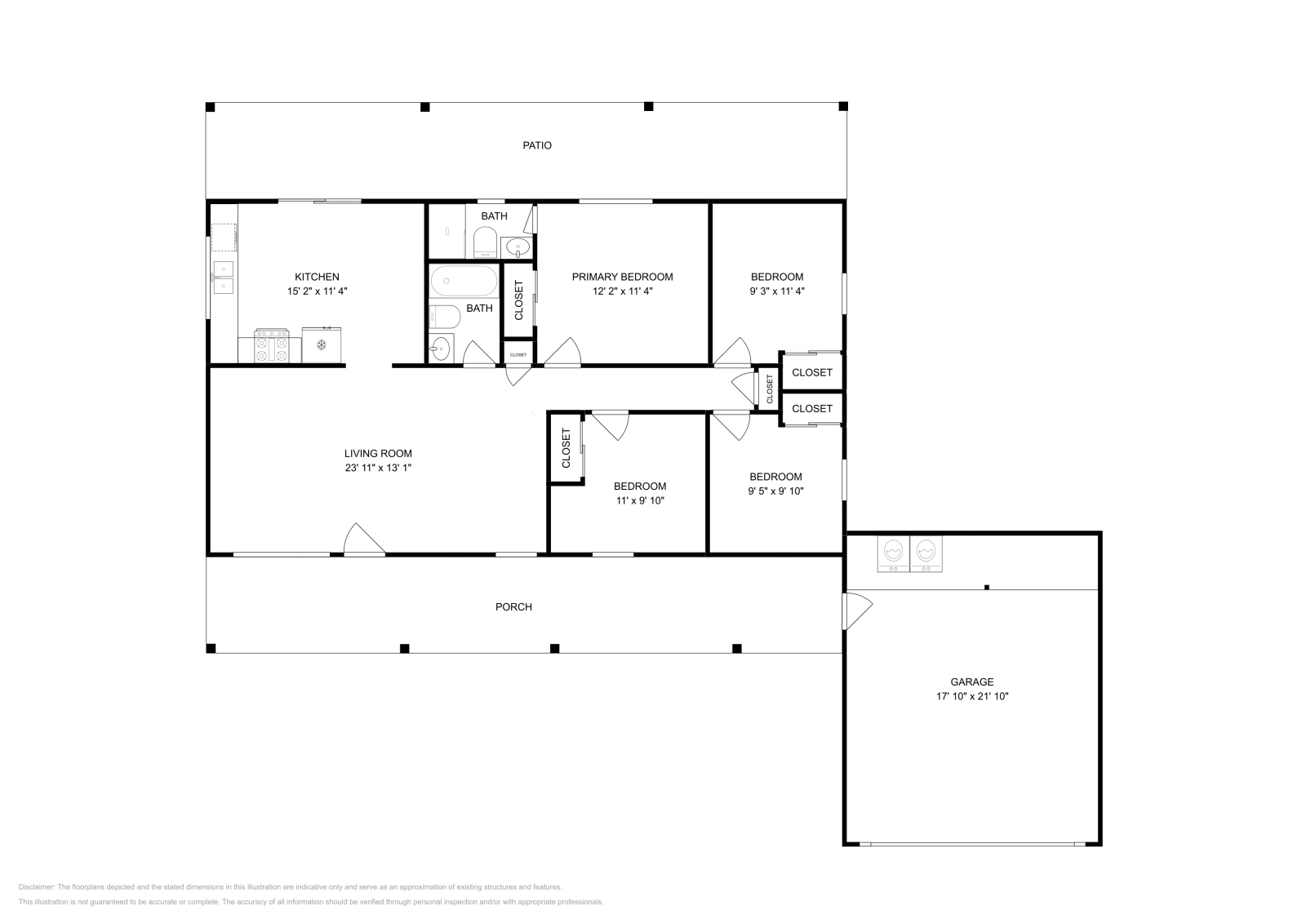 3 Beds • 2 Baths floor plan