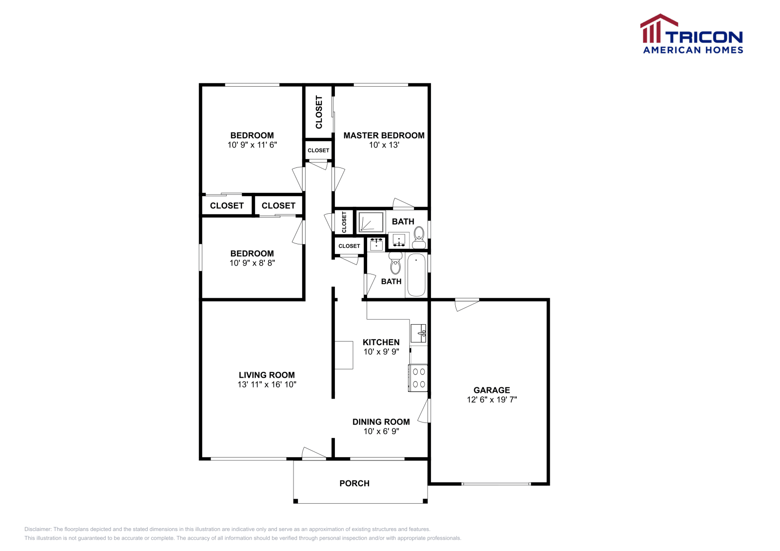 3 Beds • 2 Baths floor plan